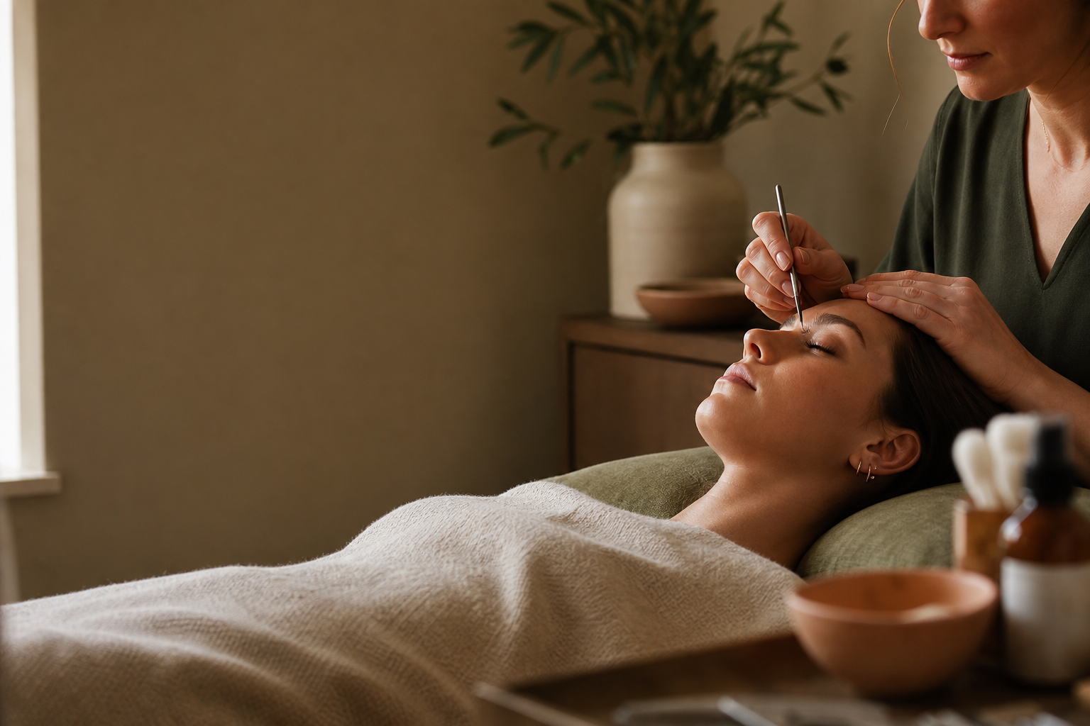 Original concept image of a calm beauty treatment