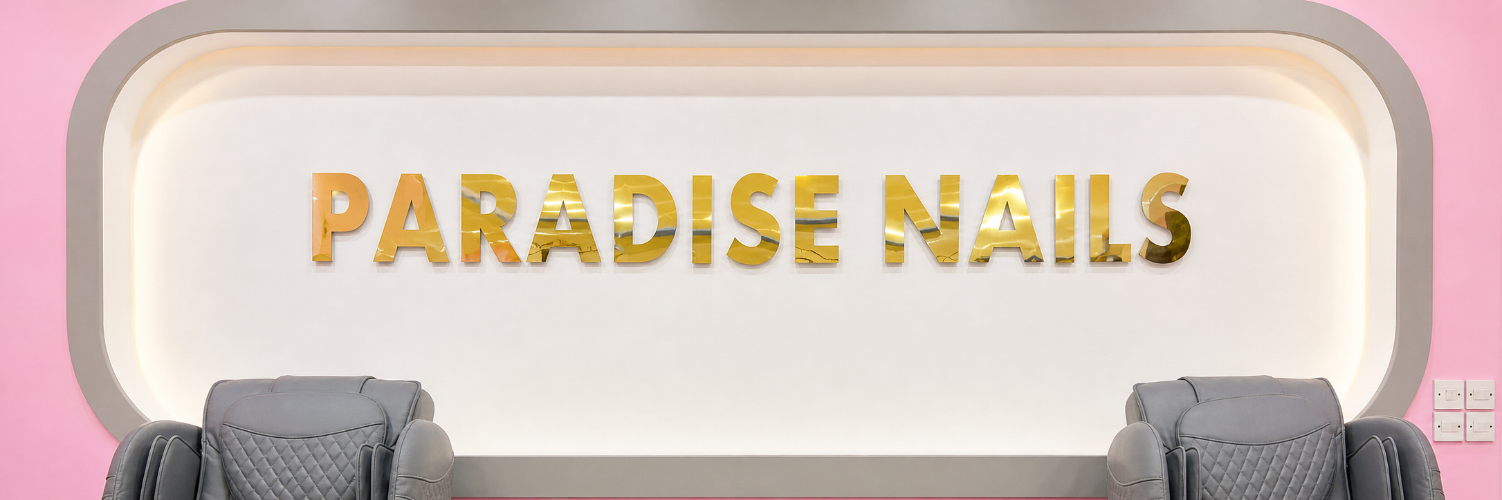 Enhanced presentation of the real Paradise Nails salon interior
